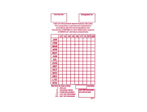Tie on Extinguisher Service Tags