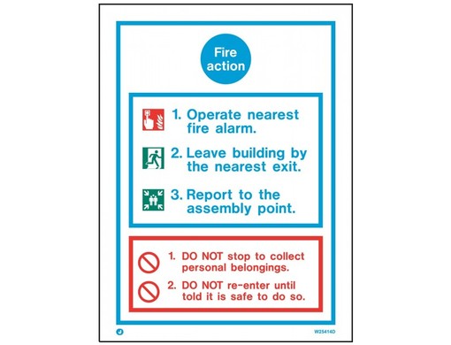 White Fire Action Sign